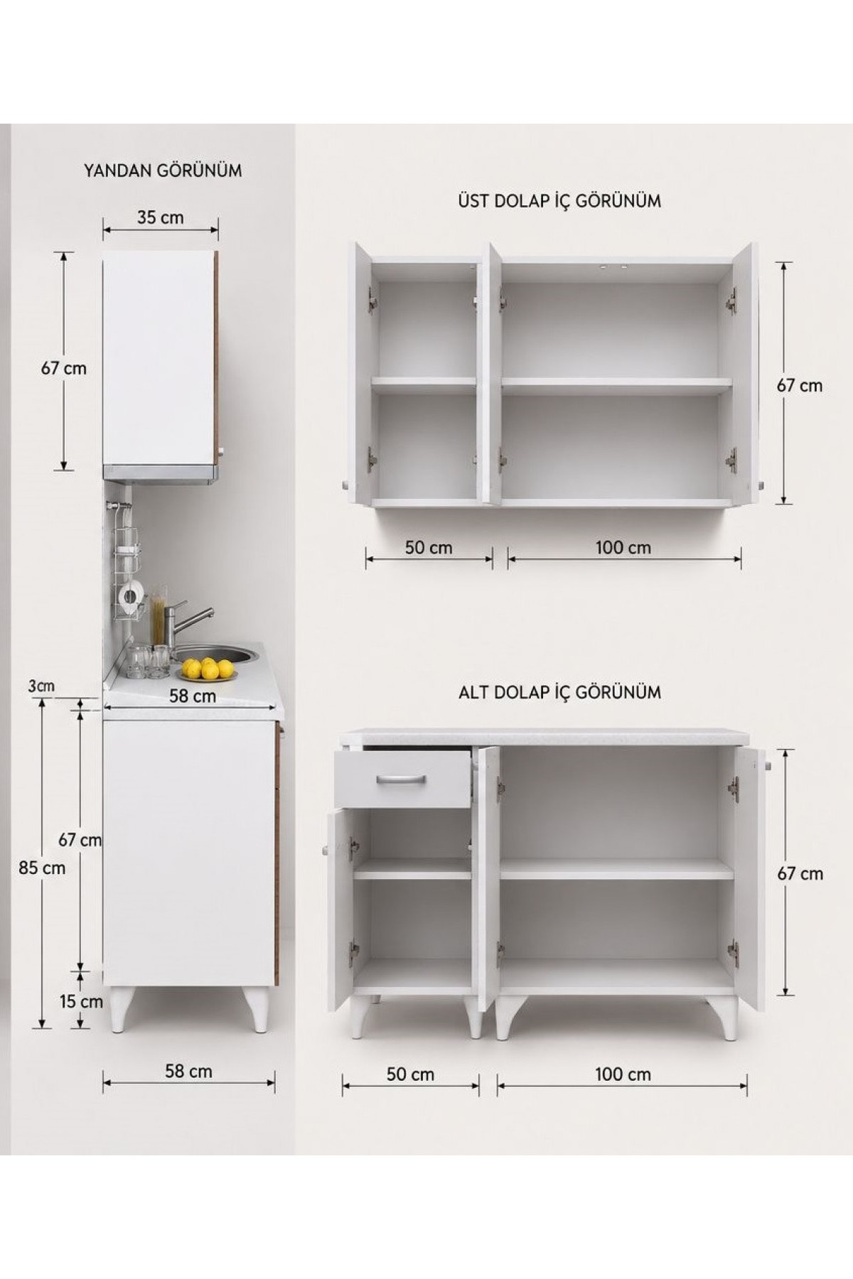 Kenyap Klass Mutfak Dolabı 150 Cm Tezgah Dahil Kenyap Klass Mutfak Dolabı 150 Cm Tezgah Dahil