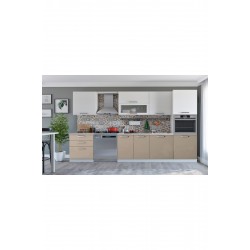 Kenyap Vegas 320 Ankastre Mutfak HİGH GLOSS Capucino & Beyaz 320 cm Tezgah Hariç