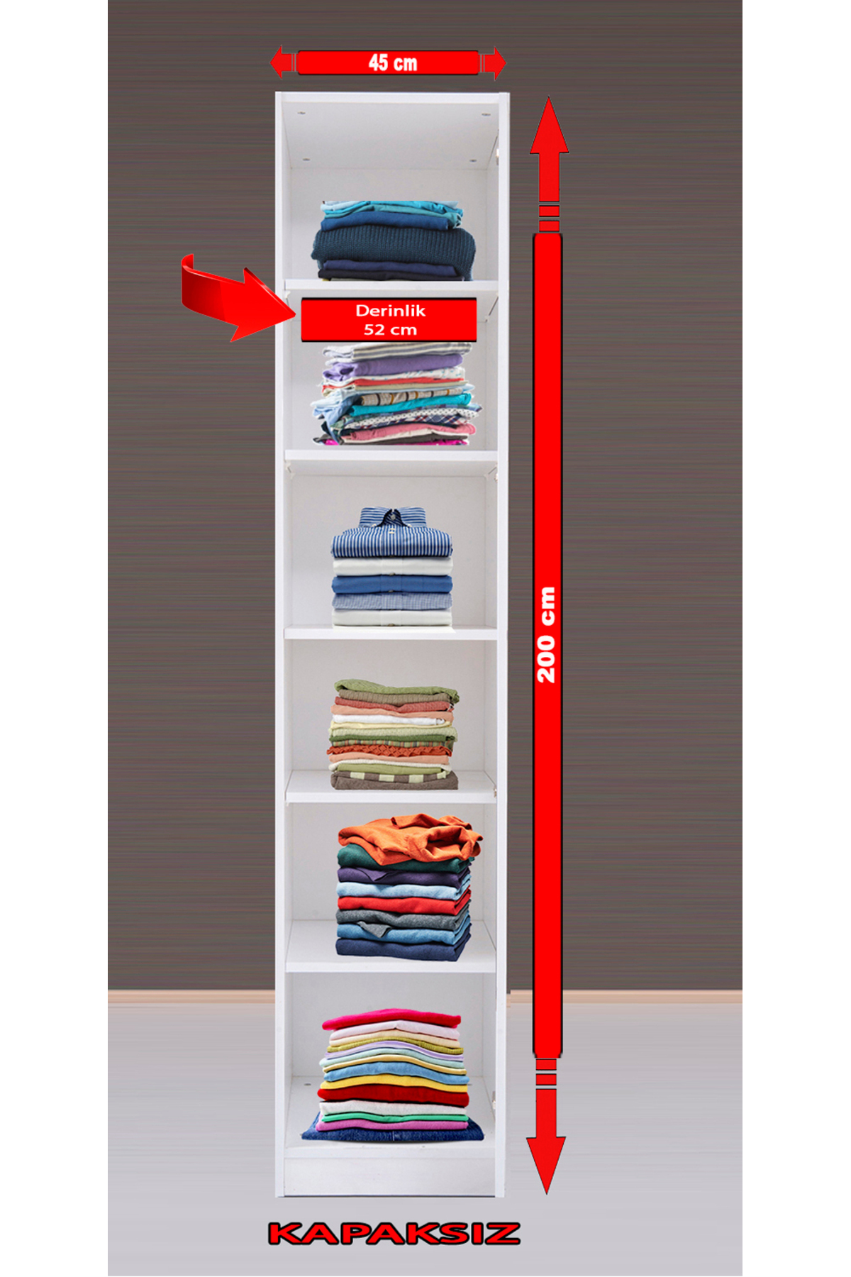 Kenyap Plus 814285 Kapaksız Giysi Odası Dolabı 285 cm Beyaz 4 modüllü