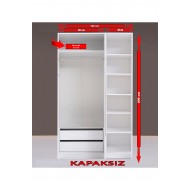 Kenyap Plus 814125 Kapaksız Giysi Odası Dolabı 2 modüllü 125 cm Beyaz
