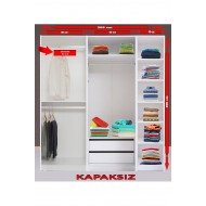 Kenyap Plus 814205 Kapaksız Giysi Odası Dolabı 205 cm Beyaz 3 Modüllü