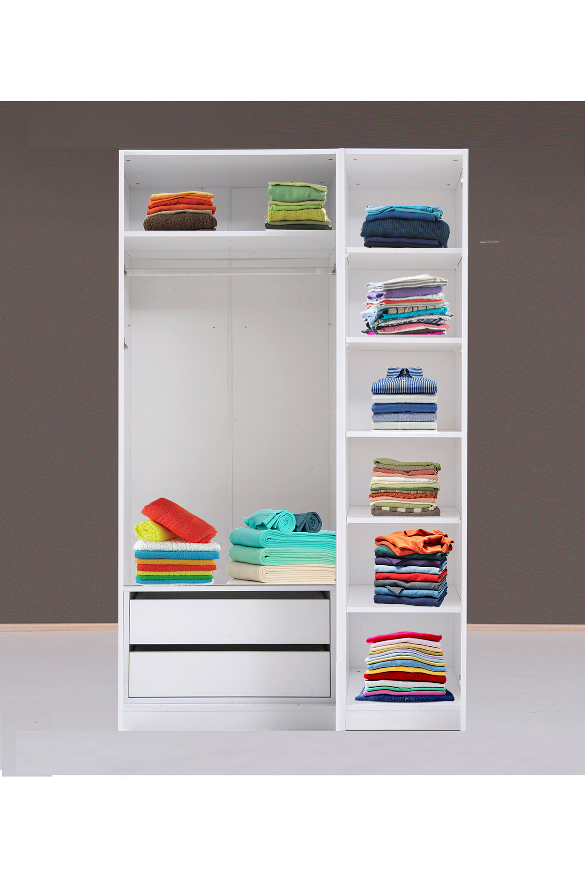 Kenyap Plus 814125 Kapaksız Giysi Odası Dolabı 2 modüllü 125 cm Beyaz