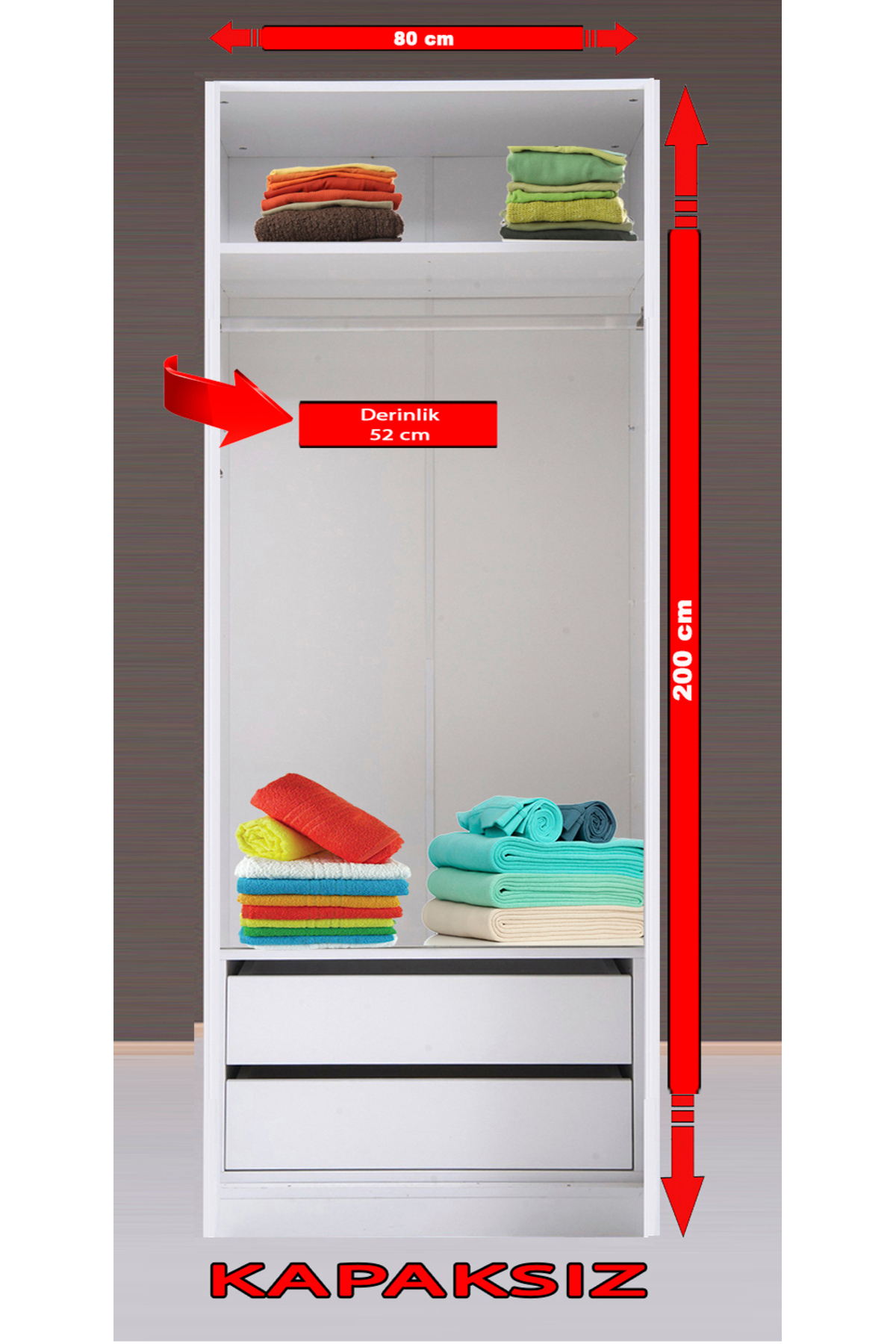 Kenyap Plus 814285 Kapaksız Giysi Odası Dolabı 285 cm Beyaz 4 modüllü