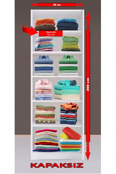 Kenyap Plus 814082 Kapaksız Giysi Odası Dolabı 80 cm Raflı Beyaz