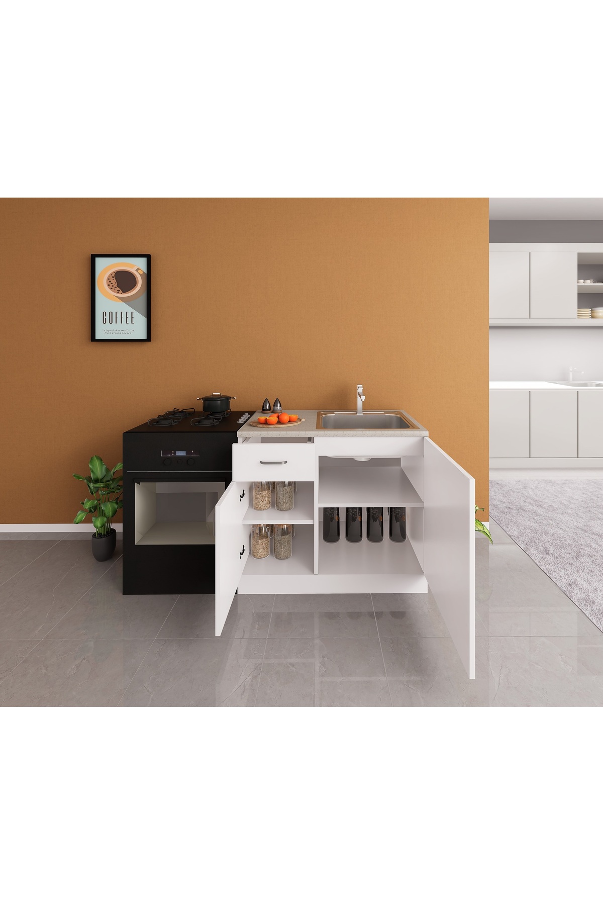 Kenyap Viki Mutfak Alt Dolabı 100 Cm Laminat Tezgah Dahil Kenyap Viki Mutfak Alt Dolabı 100 Cm Laminat Tezgah Dahil