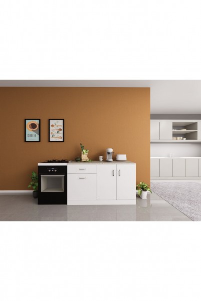 Kenyap Viki Mutfak Alt Modül Beyaz 140 Cm Laminat Tezgah Dahil