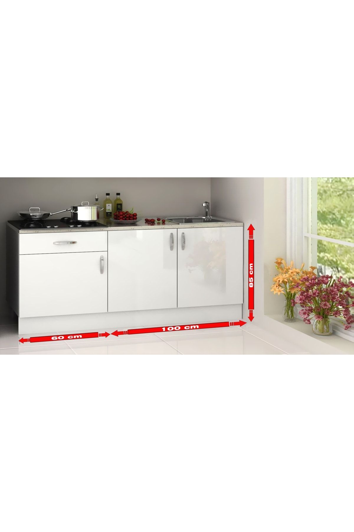Kenyap Eco Mutfak Dolabı 160 Cm Laminat Tezgah Dahil Alt Modül