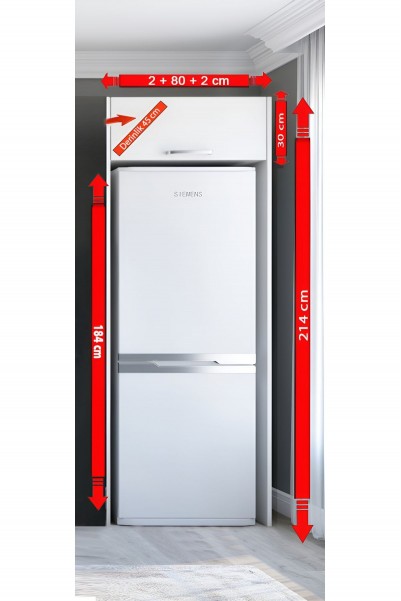 Kenyap Buzdolabı 2 Yan Paneli Ve B.üzeri Dolabı Parlak Beyaz 80 Cm