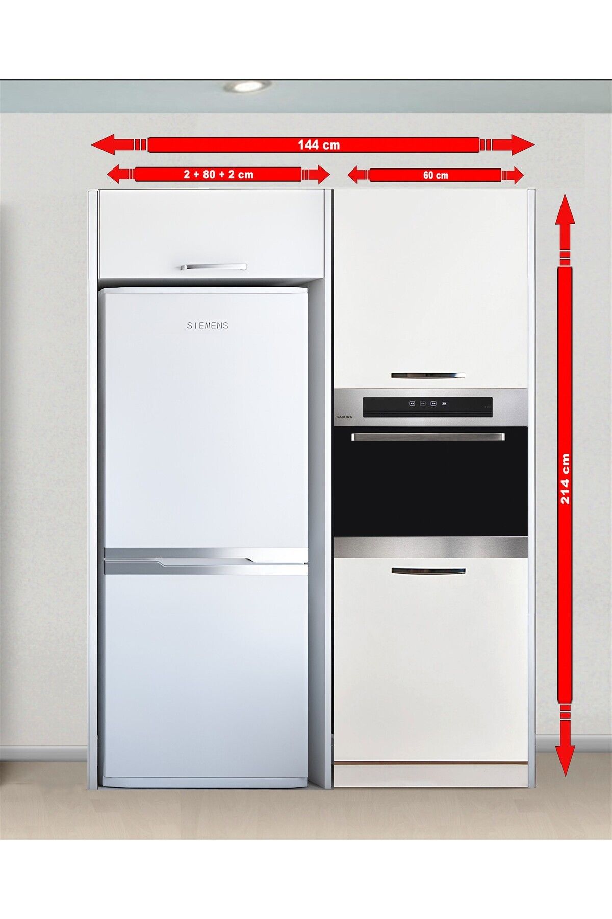 Kenyap Mutfak Buzdolabı Dolabı ve Ankastre Kiler Dolabı 144 cm Kenyap Mutfak Buzdolabı Dolabı ve Ankastre Kiler Dolabı 144 cm