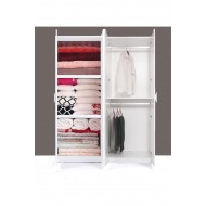 Kenyap Plus 812495 Stella 4 Kapaklı Yorgan Yatak Raflı Parlak Beyaz Gardırop 160 Cm