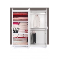 Kenyap Plus 812180 Stella 4 Kapaklı Yorgan Yatak Raflı ,Askılıklı Parlak Beyaz Gardırop 180 cm