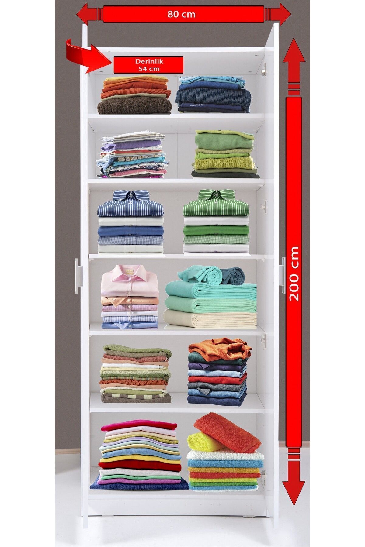 Kenyap Plus 812426 Stella 2 Kapaklı Raflı Gardırop - Parlak Beyaz