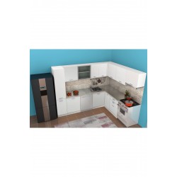 Kenyap Rainbow L Mutfak HİGH GLOSS Beyaz 490 Cm Tezgah Hariç