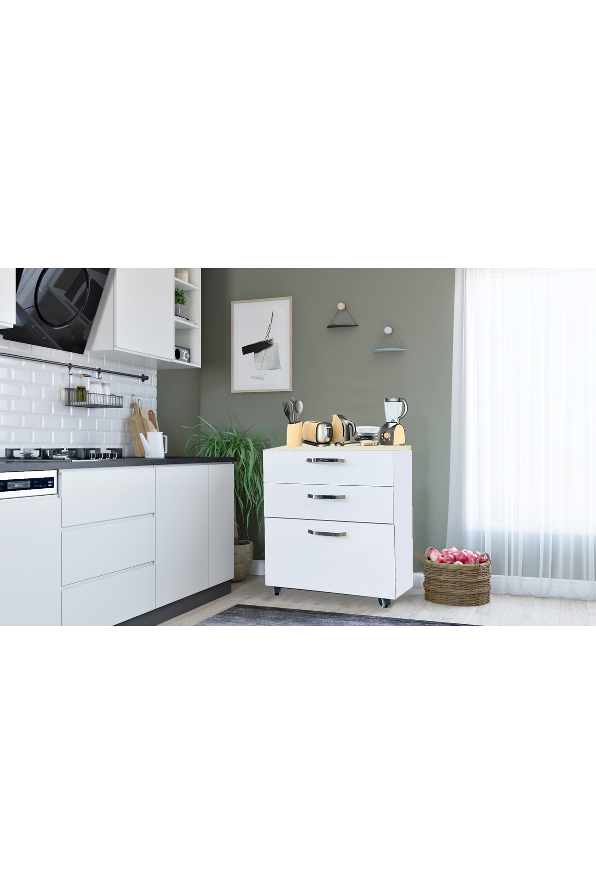 Kenyap Mutfak Laminat Tezgahlı Alt Dolap 3 Çekmeceli Tekerlekli 60 x 82 Kenyap Mutfak Laminat Tezgahlı Alt Dolap 3 Çekmeceli Tekerlekli 60 x 82