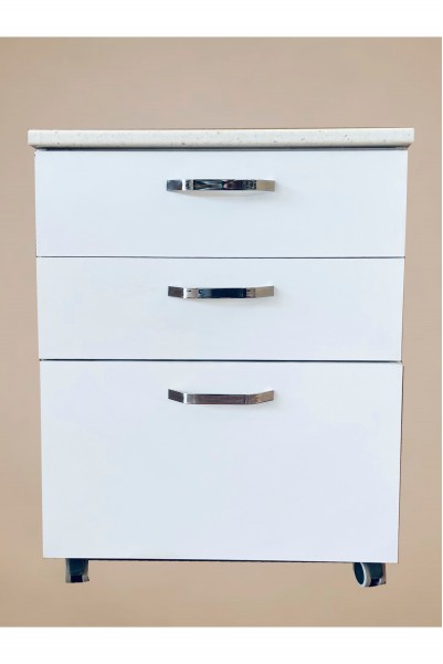 Kenyap Mutfak Laminat Tezgahlı Alt Dolap 3 Çekmeceli Tekerlekli 60 x 82