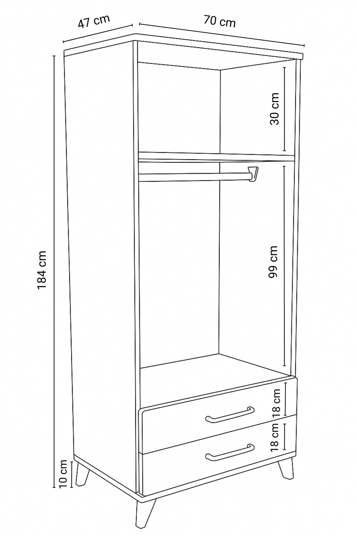 Kenyap Eko İki Kapaklı İki Çekmeceli 70 x 184 Gardrob