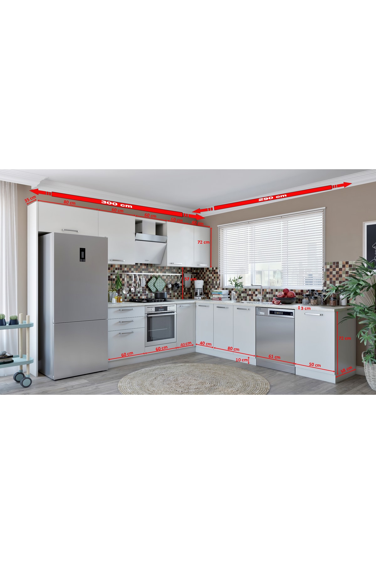 Kenyap Vegas Ankastre L Mutfak 590 Cm Beyaz Tezgah Hariç Model-1 Kenyap Vegas Ankastre L Mutfak 590 Cm Beyaz Tezgah Hariç Model-1