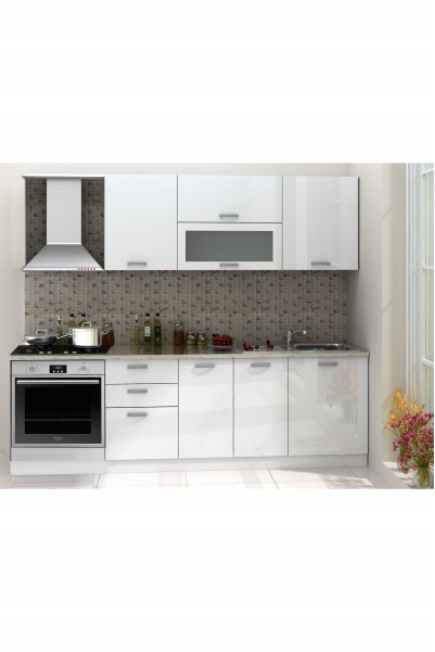 Kenyap Ekoline Ankastre Mutfak High Gloss 260 Cm Tezgah Hariç