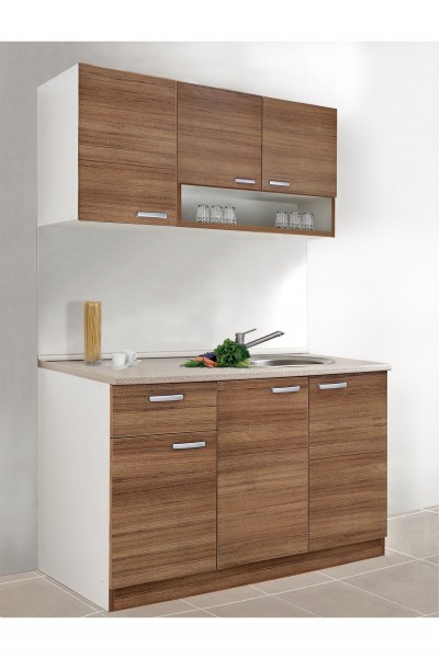Kenyap Summer Mutfak Dolabı Teak 120 Cm Laminat Tezgah Dahil
