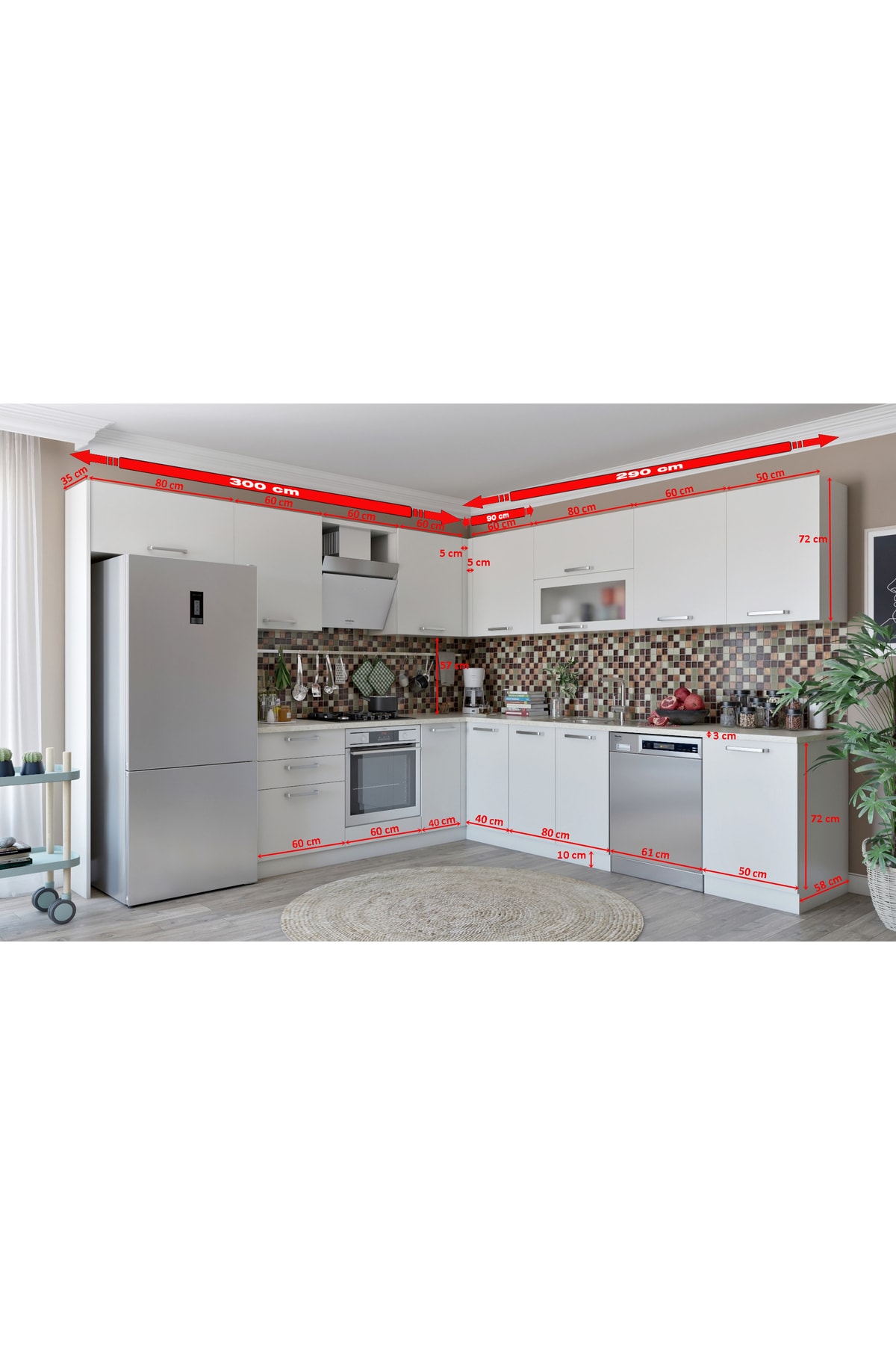 Kenyap Vegas Ankastre L Mutfak 590 Cm Beyaz Tezgah Hariç Model 3 Kenyap Vegas Ankastre L Mutfak 590 Cm Beyaz Tezgah Hariç Model 3