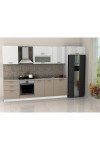 Kenyap Manolya Mutfak 340 Cm High Gloss Beyaz & Capucino Tezgah Hariç