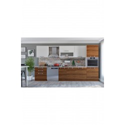 Kenyap Vegas 320 Ankastre Mutfak Teak & Beyaz 320 Cm Tezgah Hariç