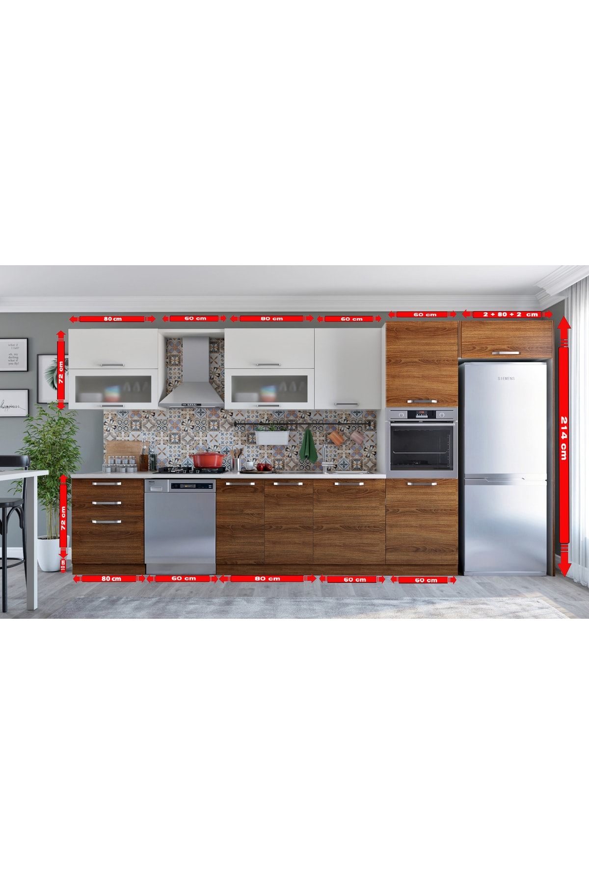 Kenyap Vegas 425 Ankastre Mutfak Teak&beyaz 425 Cm Tezgah Hariç
