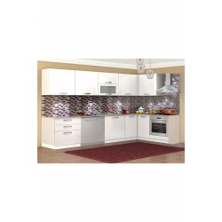 Kenyap Vegas Ankastre L Mutfak HİGH GLOSS 425 cm Mod-1 Beyaz Tezgah Hariç